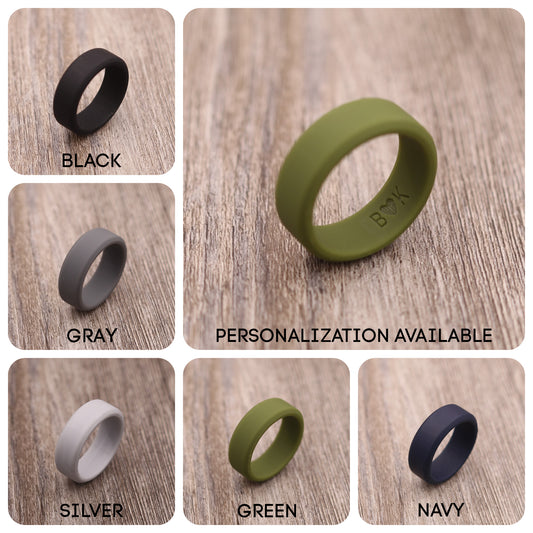 8MM Beveled Edge Silicone Ring - PERSONALIZED