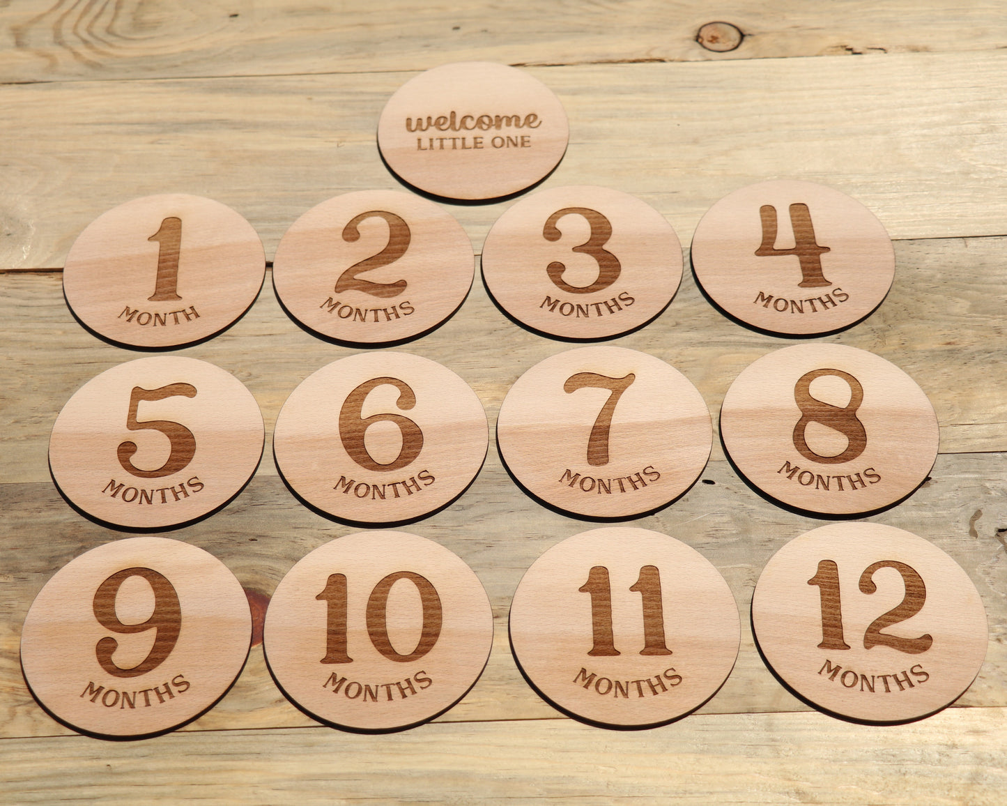 Classic Numbers - Baby's Monthly Wood Milestone Markers