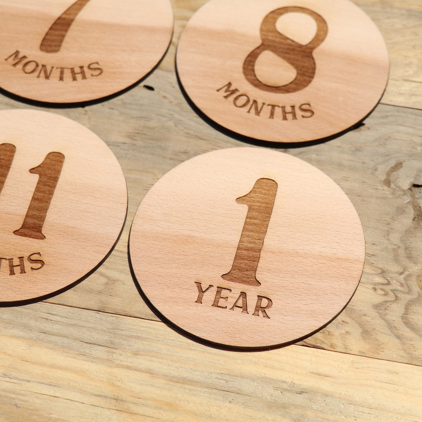 Classic Numbers - Baby's Monthly Wood Milestone Markers
