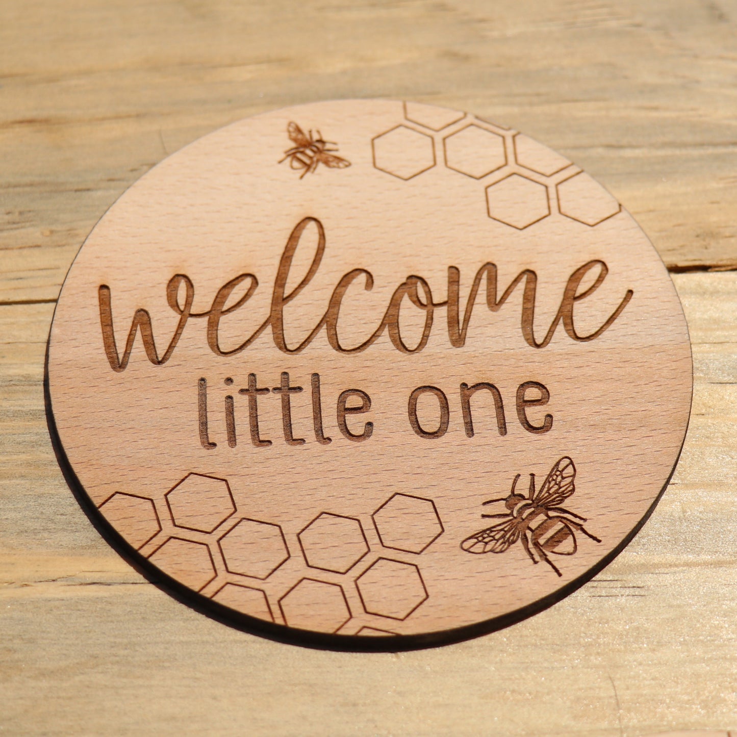 Bees & Honeycomb - Baby's Monthly Wood Milestone Markers