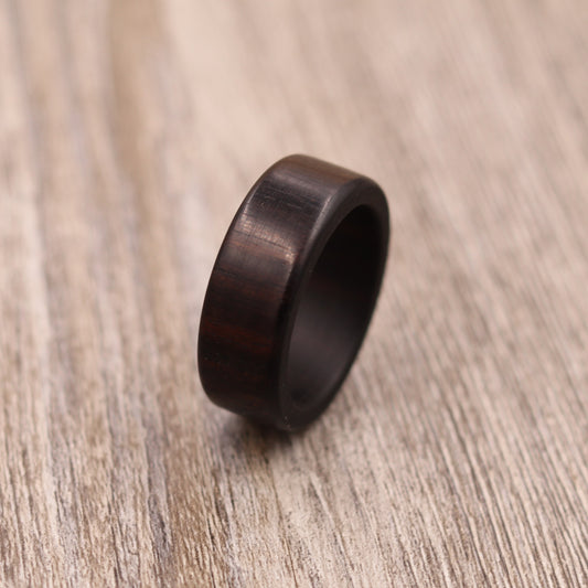 Macassar Ebony Wood Ring - Plain and/or Personalized