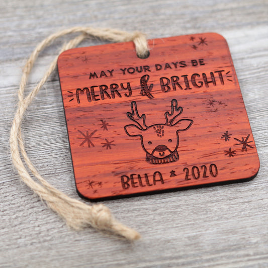 Merry and Bright Reindeer Ornament