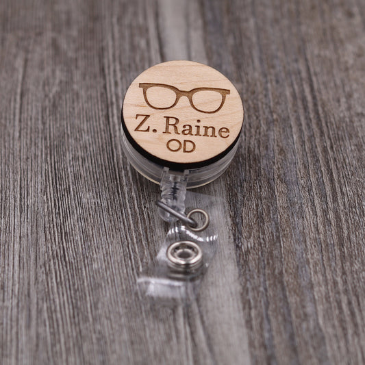 Glasses Badge Reel with Name