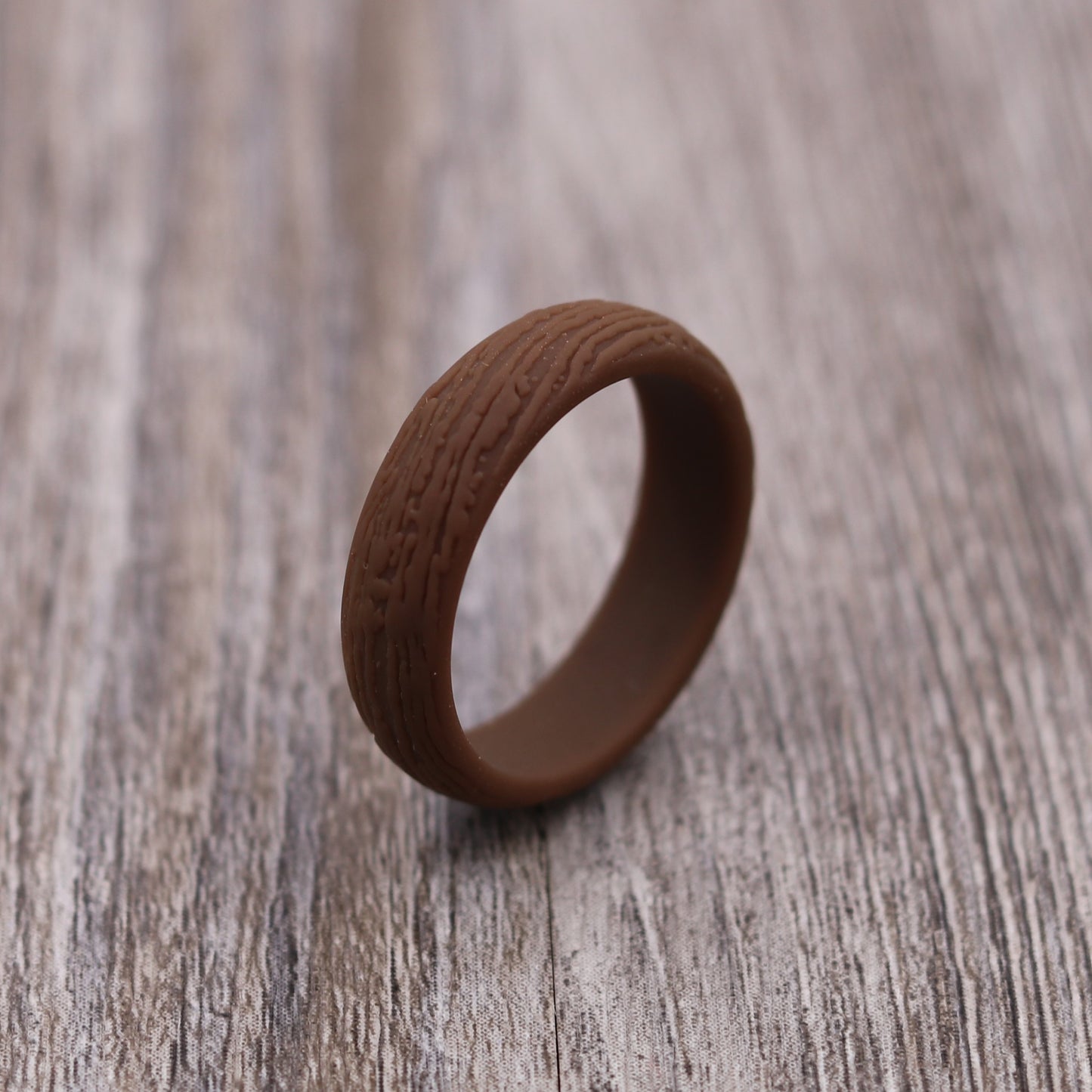 5.7MM Tree Bark Textured Silicone Ring - PERSONALIZED