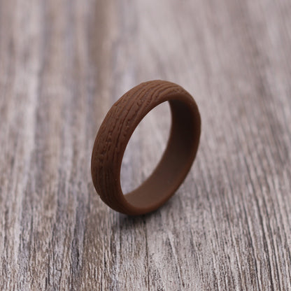 5.7MM Tree Bark Textured Silicone Ring - PERSONALIZED