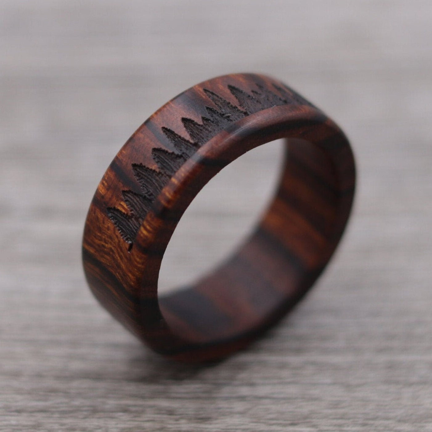 Desert Ironwood Wood Ring - Fir Tree Forest Silhouette