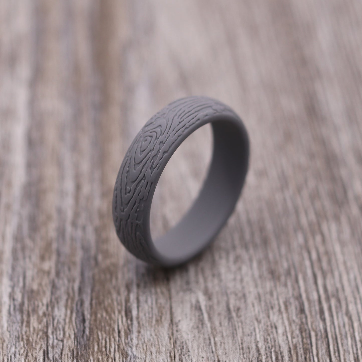 5.7MM Tree Bark Textured Silicone Ring - PERSONALIZED