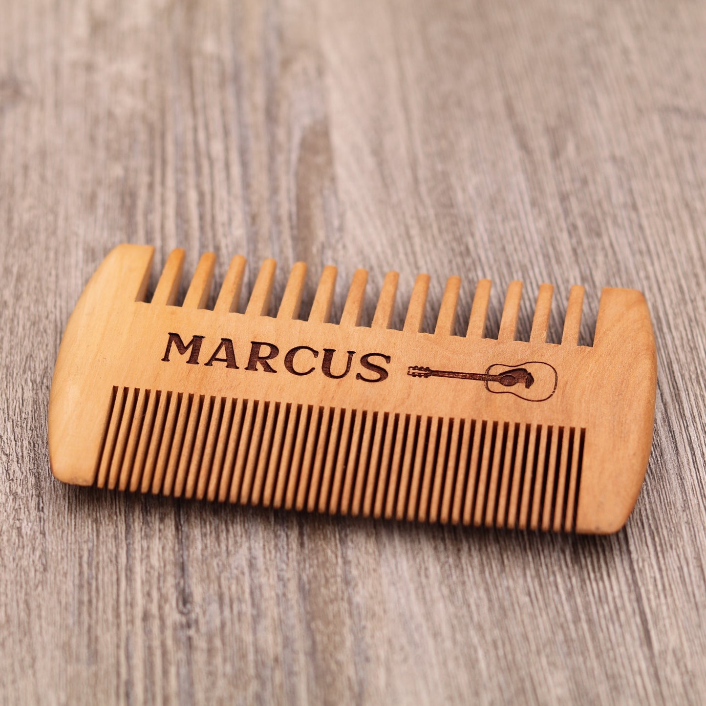 Guitar and Name - Personalized Wood Comb