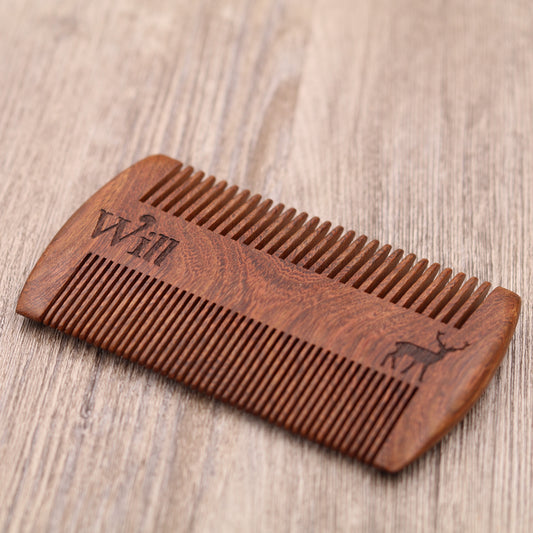 Deer Silhouette and Name - Personalized Wood Comb