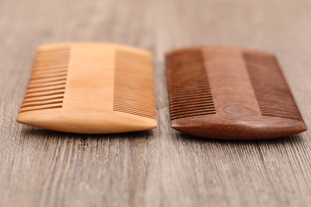 Mustache & Initials - Personalized Wood Comb