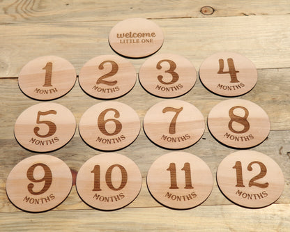 Classic Numbers - Baby's Monthly Wood Milestone Markers