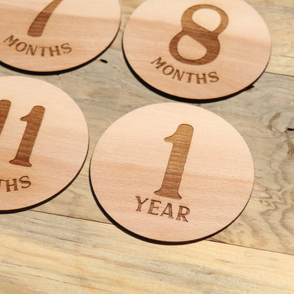 Classic Numbers - Baby's Monthly Wood Milestone Markers