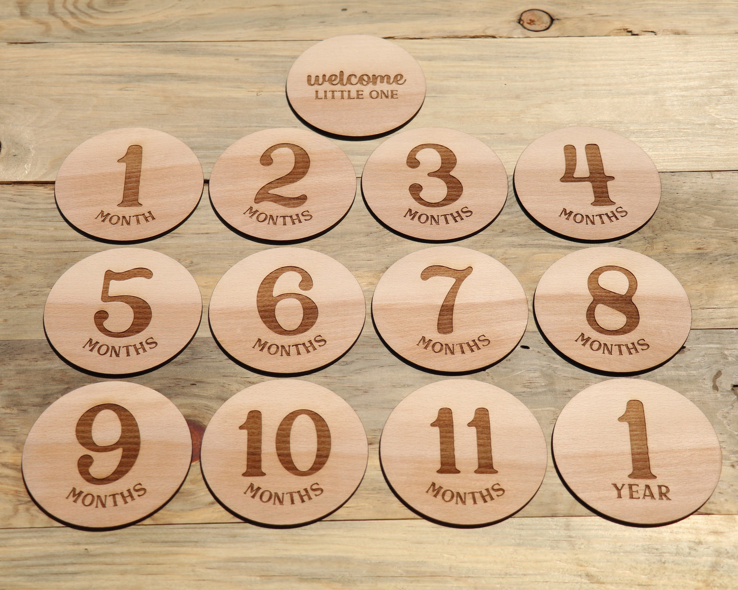 Classic Numbers - Baby's Monthly Wood Milestone Markers