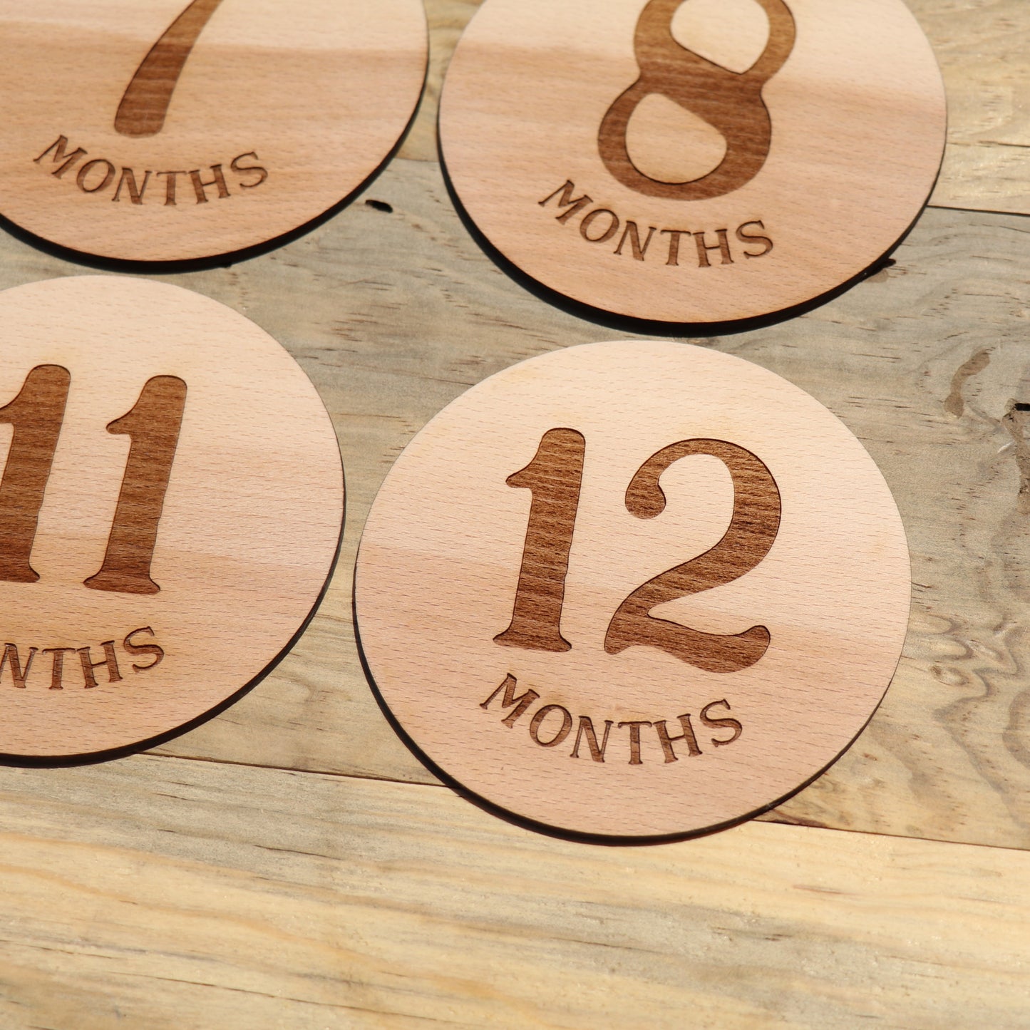Classic Numbers - Baby's Monthly Wood Milestone Markers