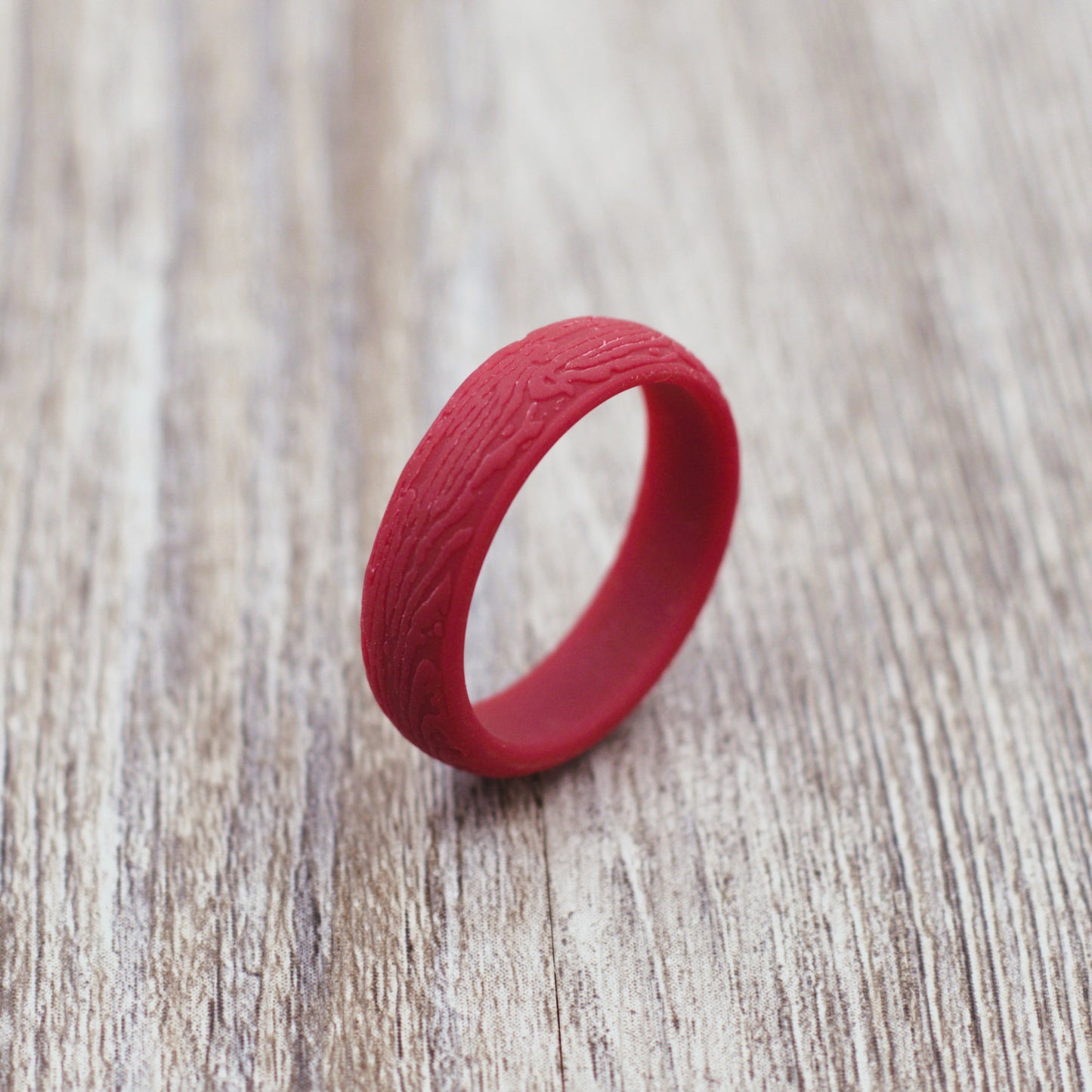 5.7MM Tree Bark Textured Silicone Ring - PERSONALIZED