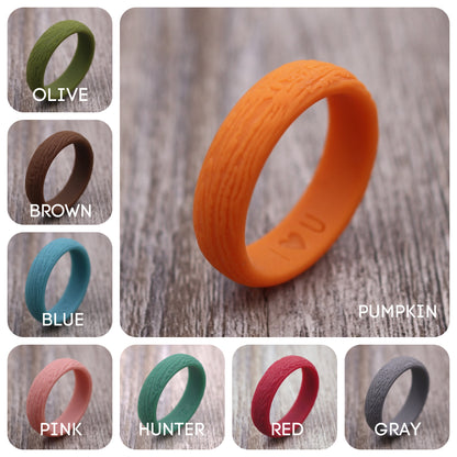 5.7MM Tree Bark Textured Silicone Ring - PERSONALIZED