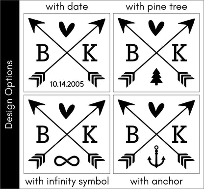 Arrows with Initials & Date/Symbol - Ring Box, Keepsake Box, Jewelry Box