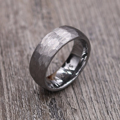 8MM Hammered Tungsten Ring