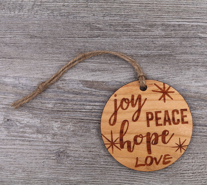 Joy, Peace, Hope, Love Ornament