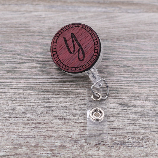 Initial Badge Reel with Decorative Frame