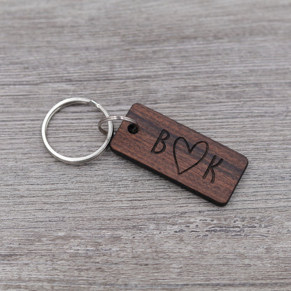 Initials with Outline Heart Keychain