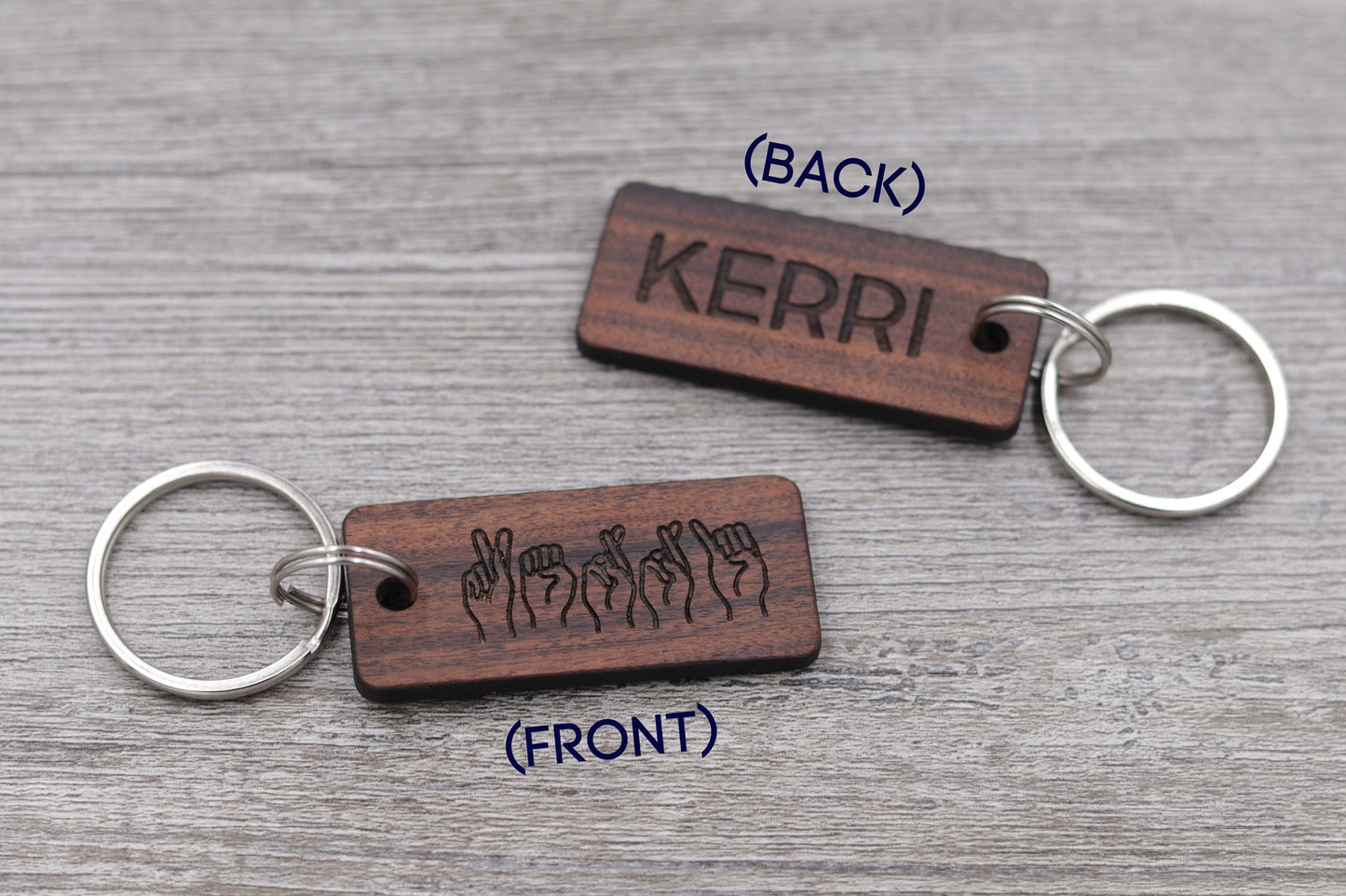 ASL (American Sign Language) Name Keychain