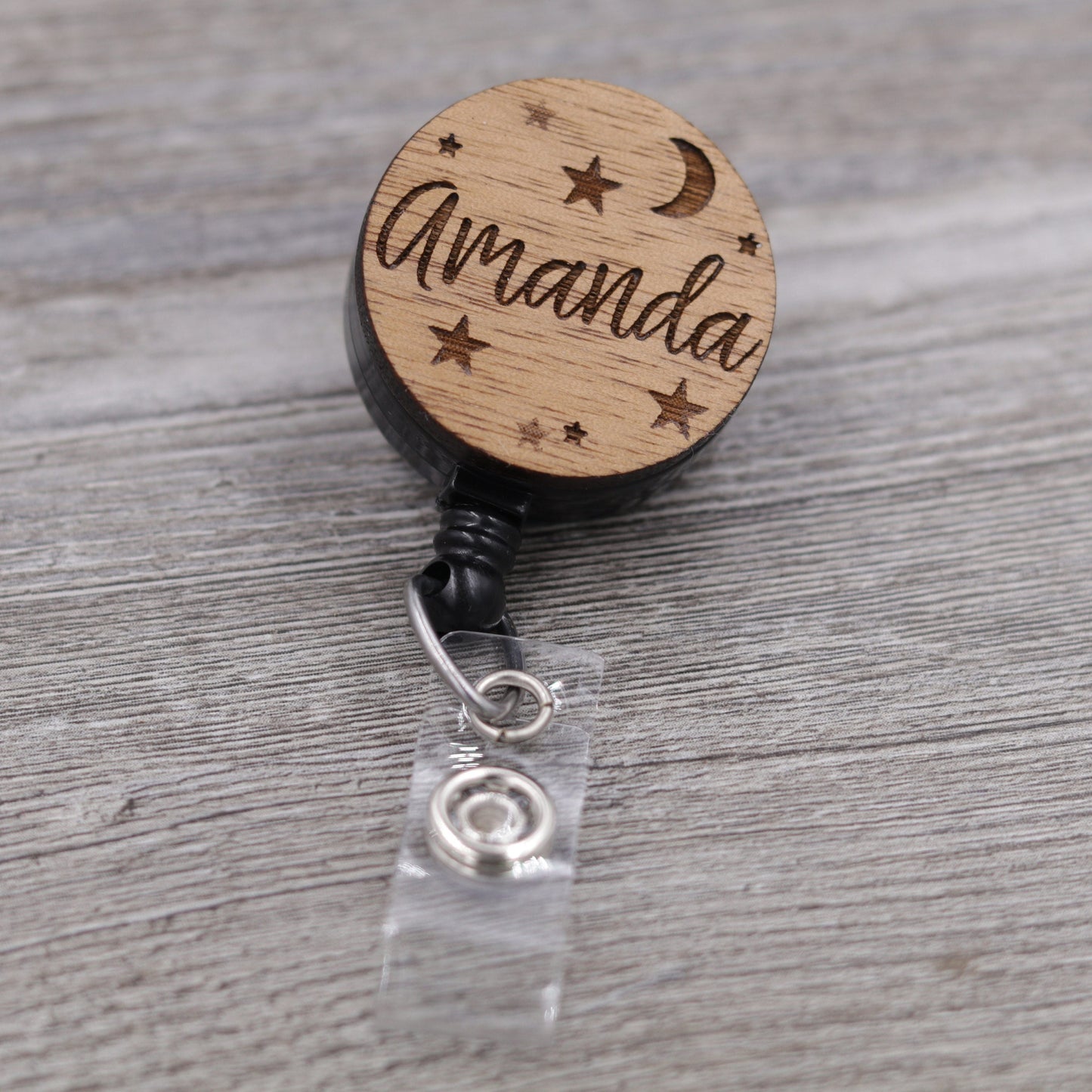Moon and Stars Badge Reel with Name