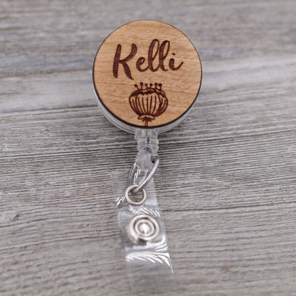 Poppy Badge Reel with Name