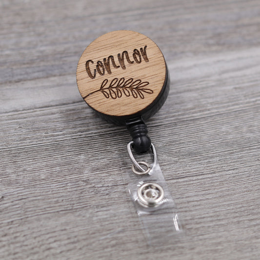Branch and Leaf Badge Reel with Name