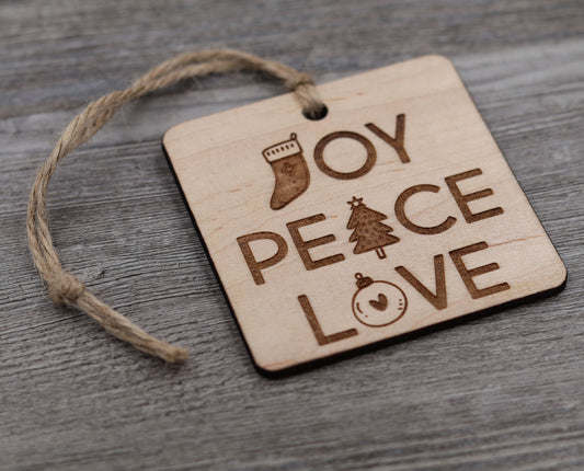 Joy, Peace, Love Symbols Christmas Ornament