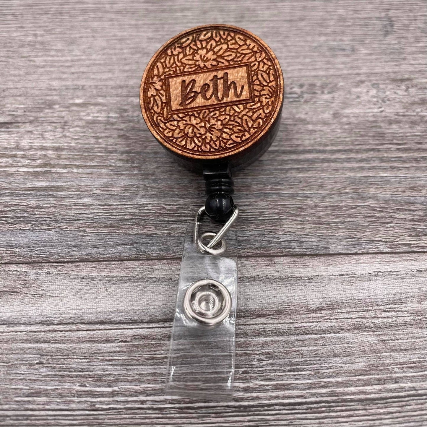 Floral Background Badge Reel with Name