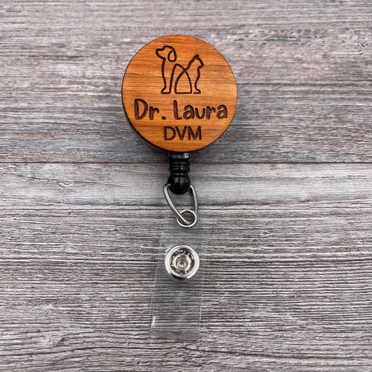 Veterinarian Badge Reel with Name