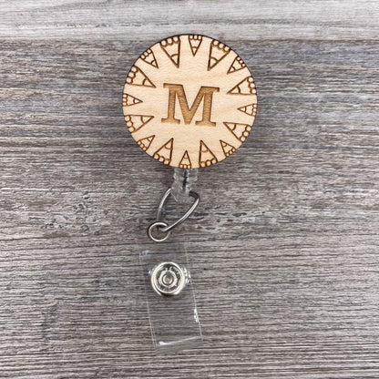 Pencil Border Badge Reel with Initial