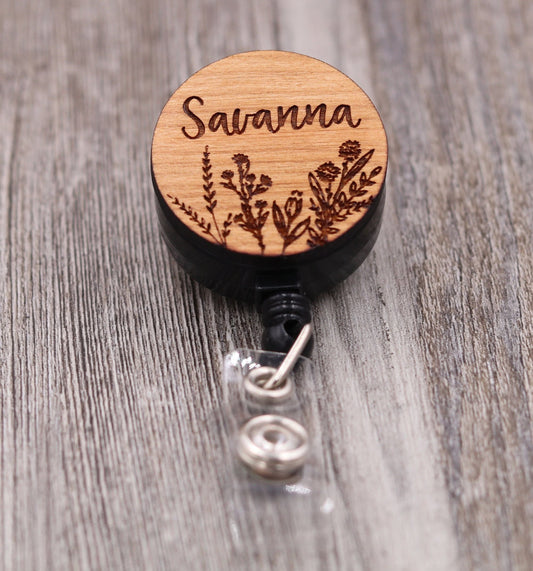Wildflowers Badge Reel with Name
