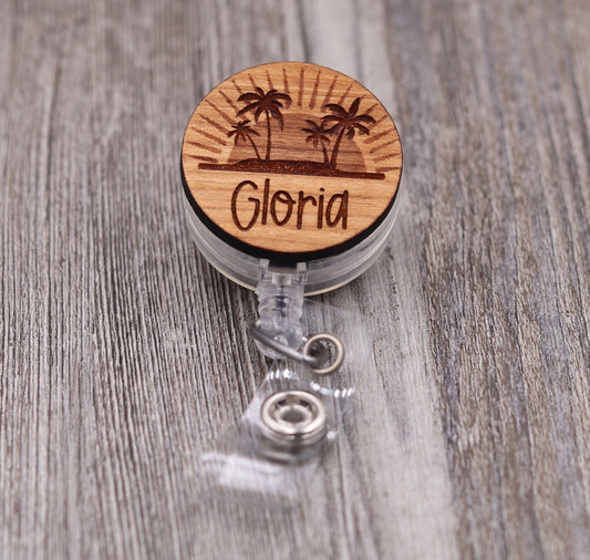 Palm Trees and Sunset Badge Reel with Name