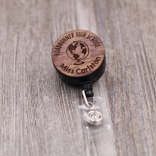 Geography Teacher Badge Reel with Name
