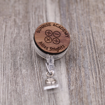 Math Teacher Badge Reel with Name