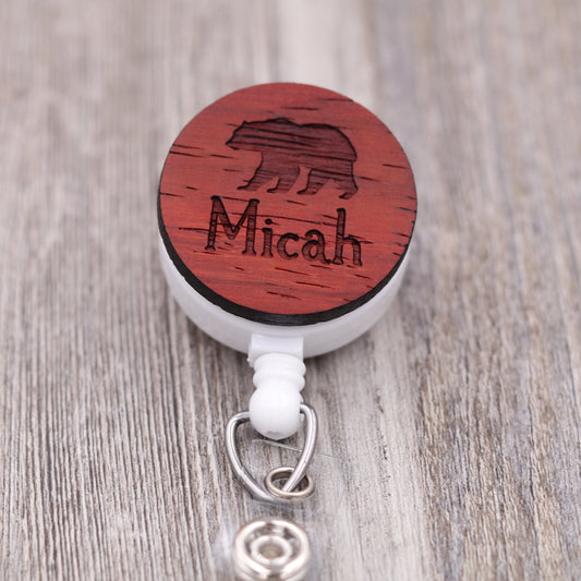 Bear Badge Reel with Name