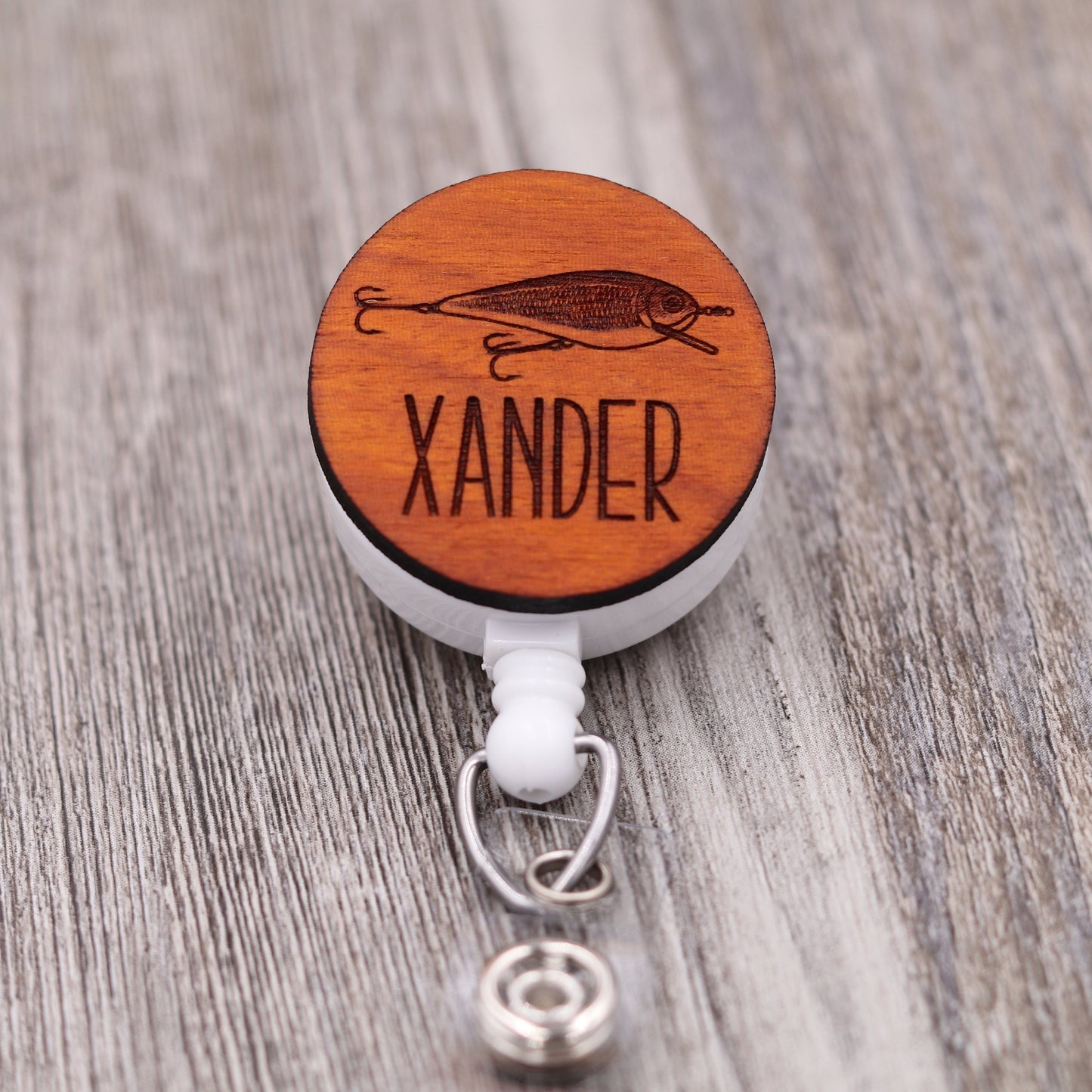 Fishing Lure Badge Reel with Name