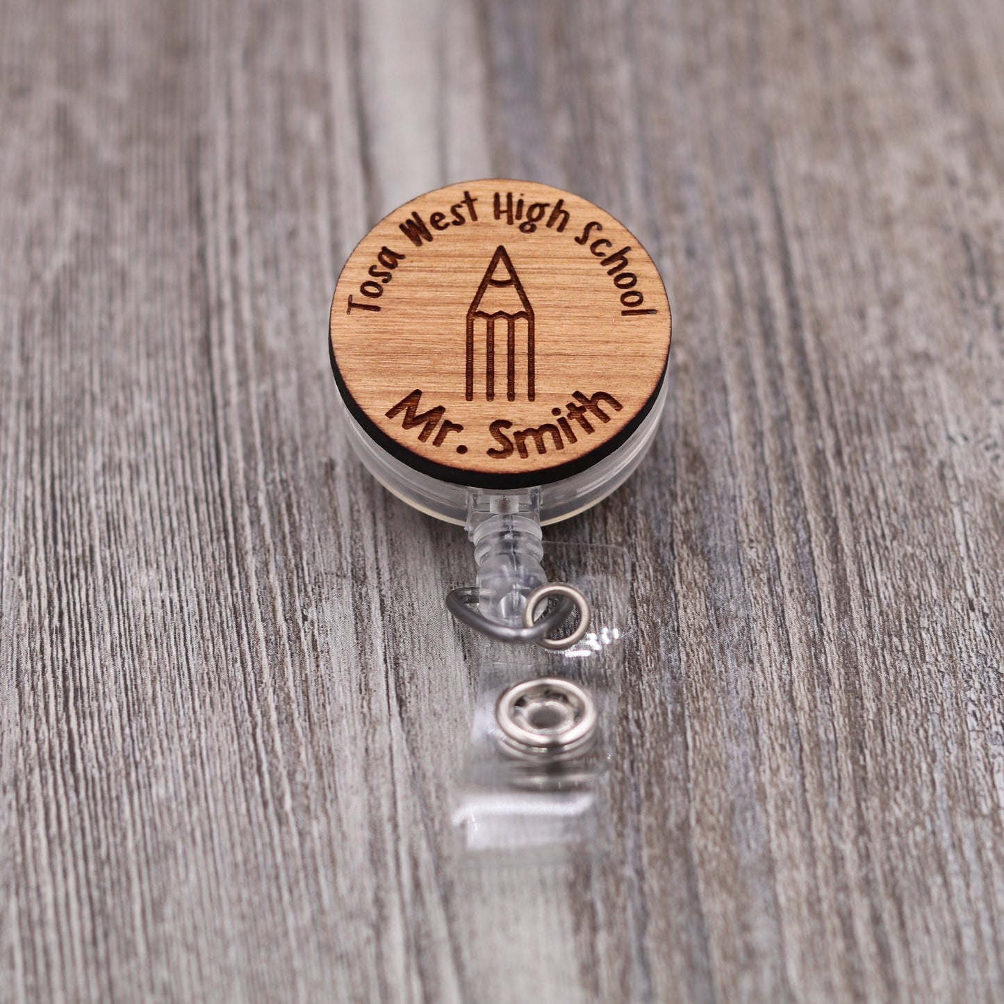 Pencil Badge Reel with Name