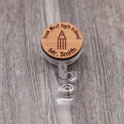 Pencil Badge Reel with Name