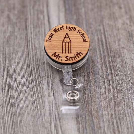 Pencil Badge Reel with Name