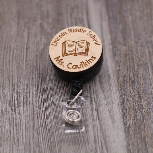 Book Badge Reel with Name