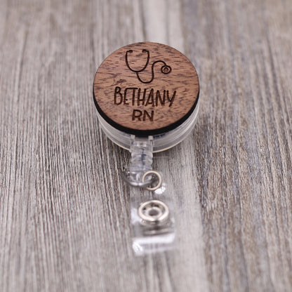 Stethoscope Badge Reel with Name