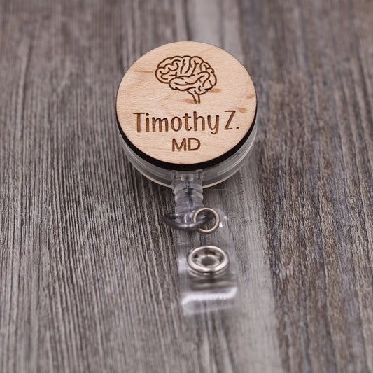 Brain Badge Reel with Name