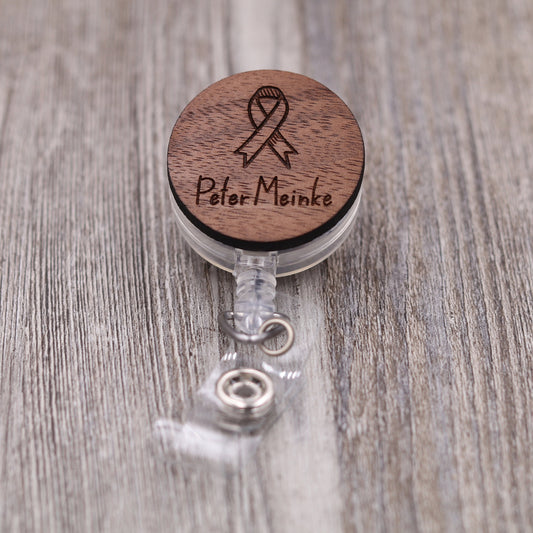 Cancer Ribbon Badge Reel with Name