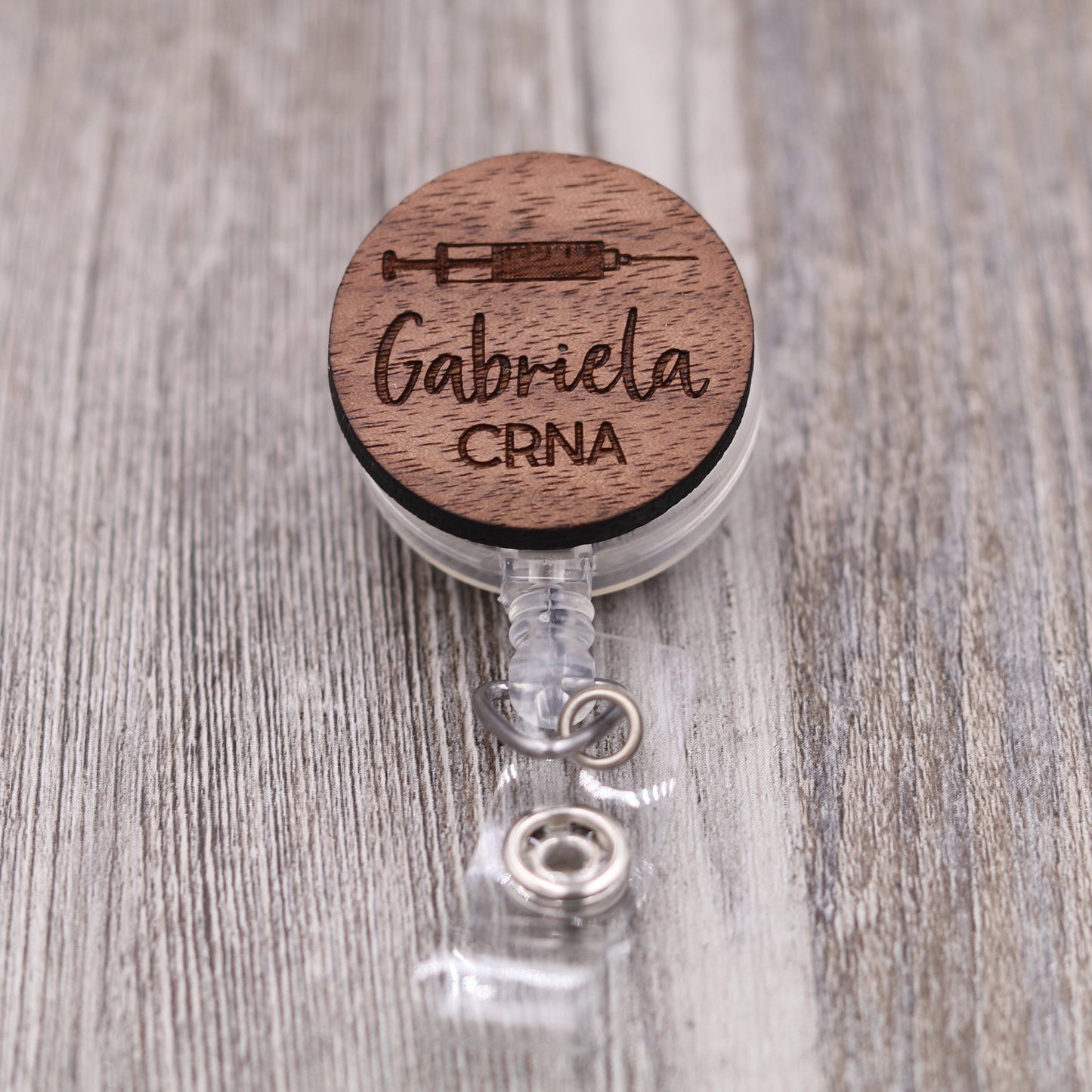 Syringe Badge Reel with Name
