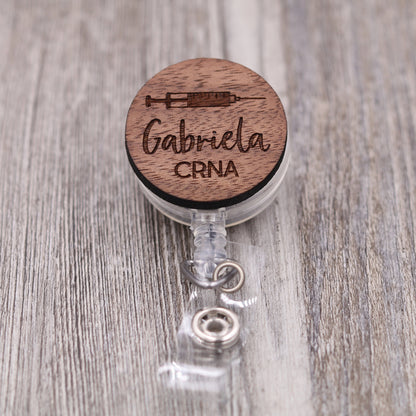 Syringe Badge Reel with Name