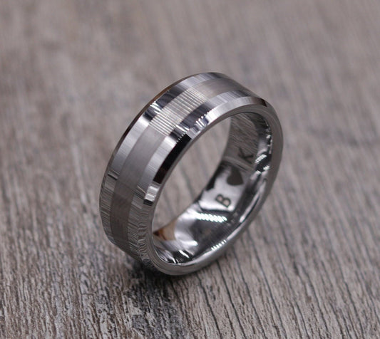 8MM Beveled Tungsten Ring