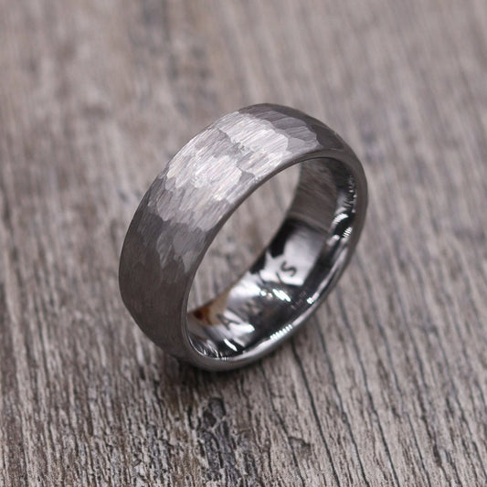 6MM Hammered Tungsten Ring